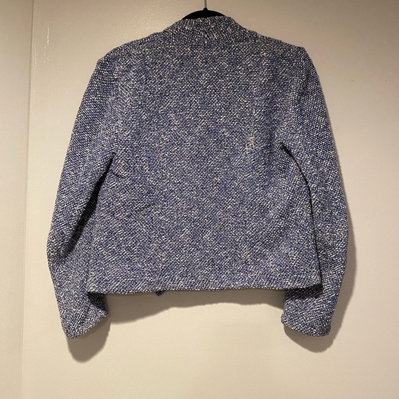 Women’s Talbots Blue Tweed Drape Open Front‎ Blazer XS - Picture 5 of 7